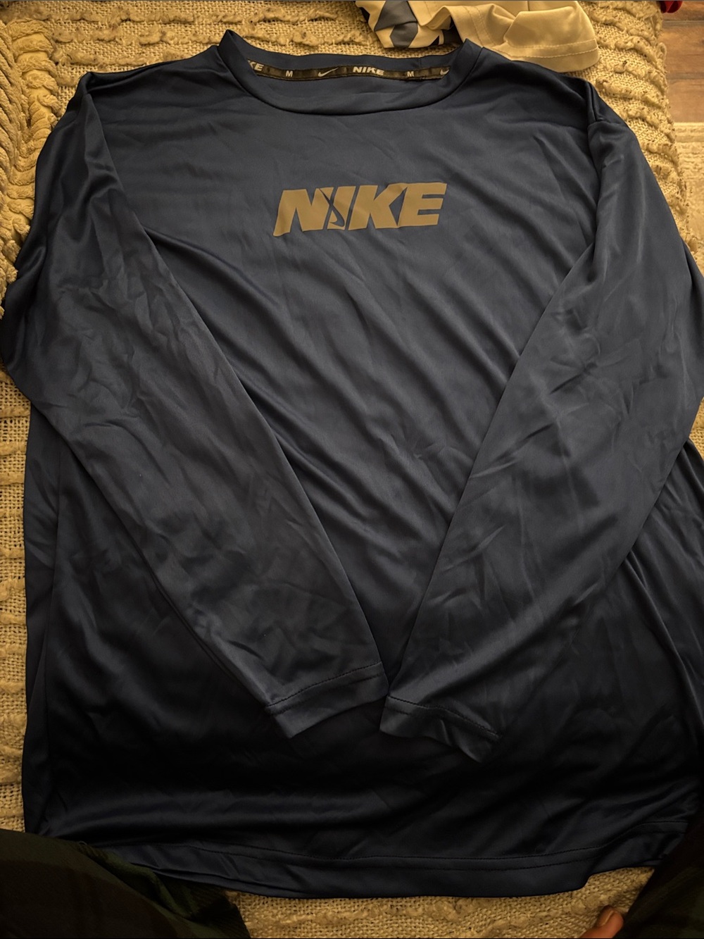 Nike Long-Sleeve Performance Tee in Navy with Reflective Logo